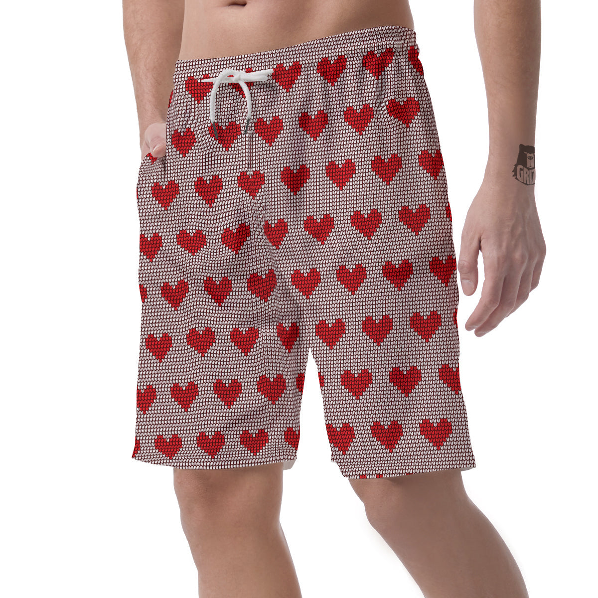 Heart Valentine's Day Print Pattern Men's Shorts-grizzshop