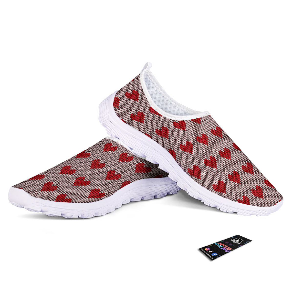 Heart Valentine's Day Print Pattern Nurse Shoes-grizzshop