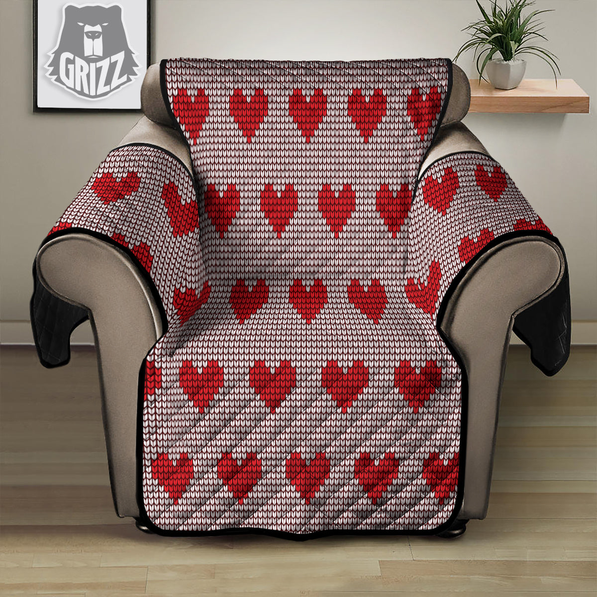 Heart Valentine's Day Print Pattern Recliner Protector-grizzshop