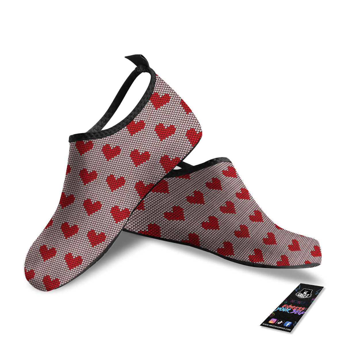 Heart Valentine's Day Print Pattern Water Shoes-grizzshop