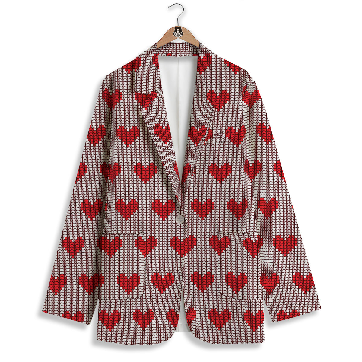 Heart Valentine's Day Print Pattern Women's Blazer-grizzshop