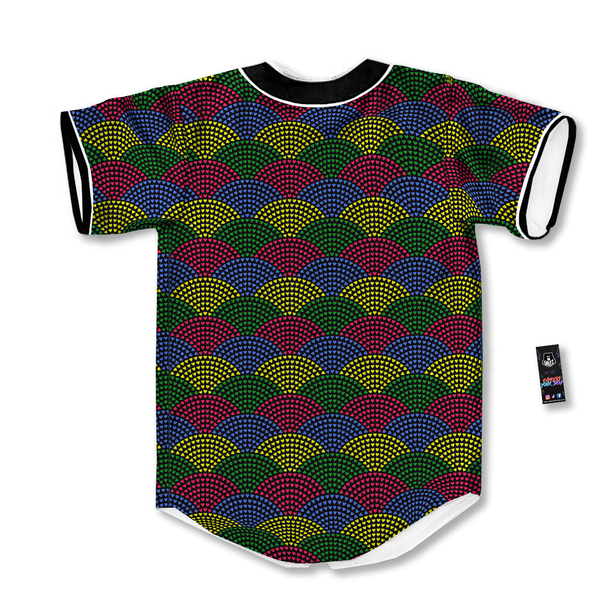 Heart Wave Colorful Print Pattern Baseball Jersey-grizzshop