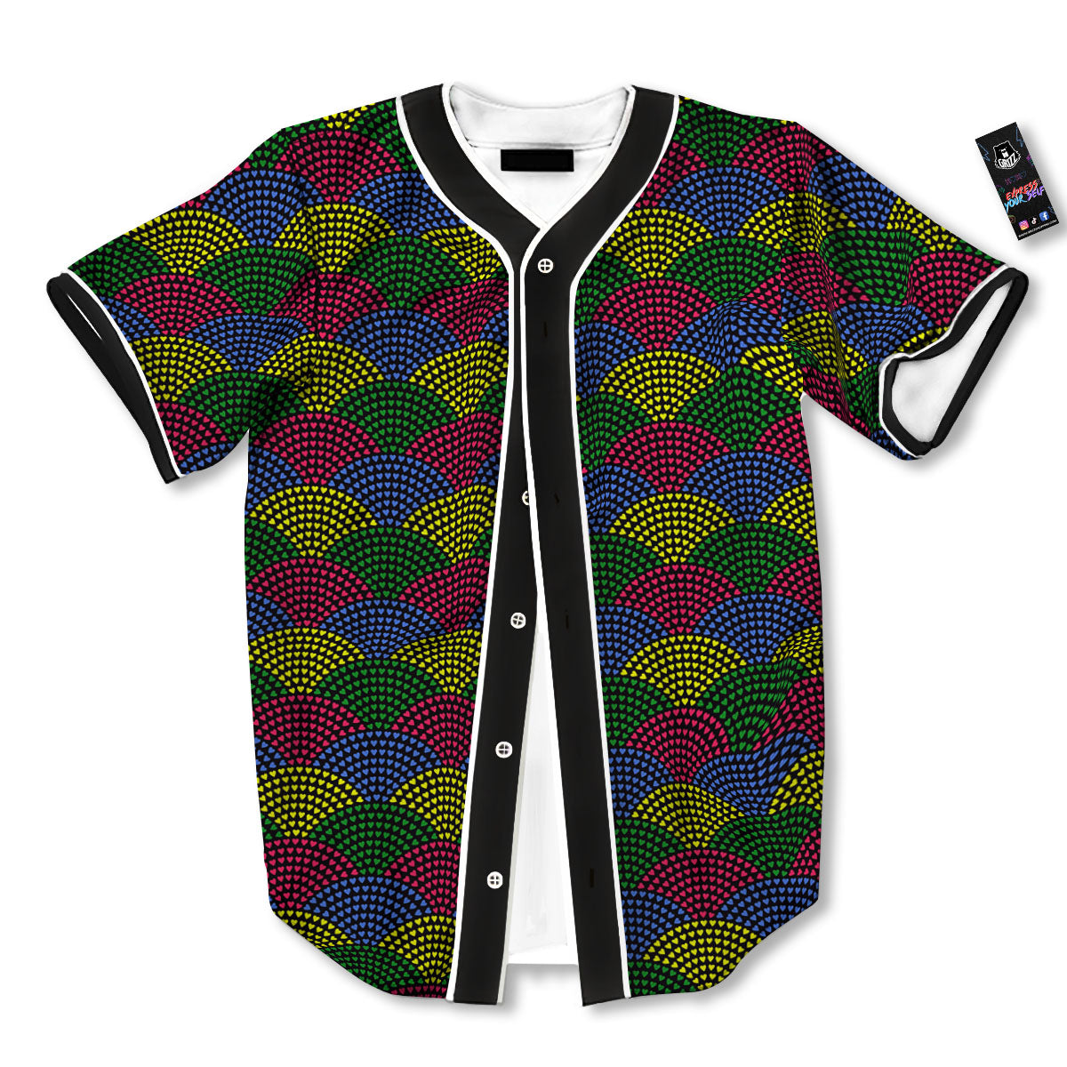 Heart Wave Colorful Print Pattern Baseball Jersey-grizzshop