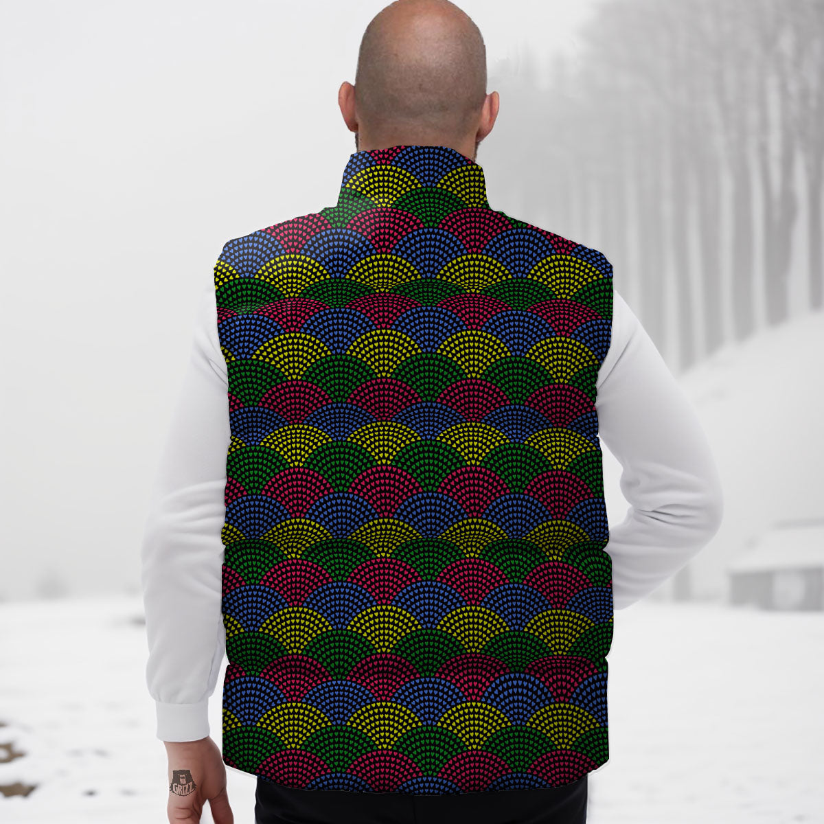 Heart Wave Colorful Print Pattern Down Vest