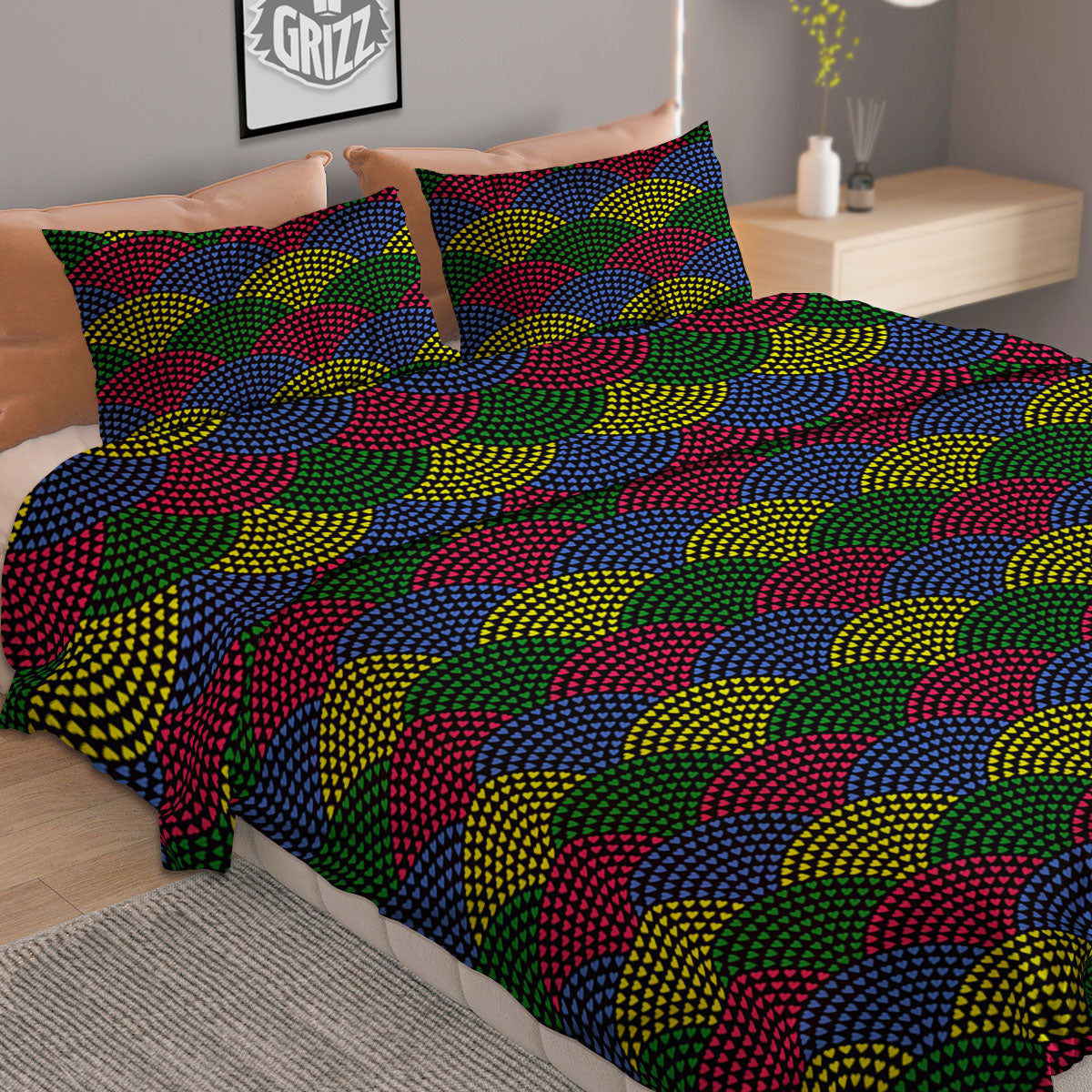 Gold Chinese Dragon Print Pattern Duvet Cover Bedding Set