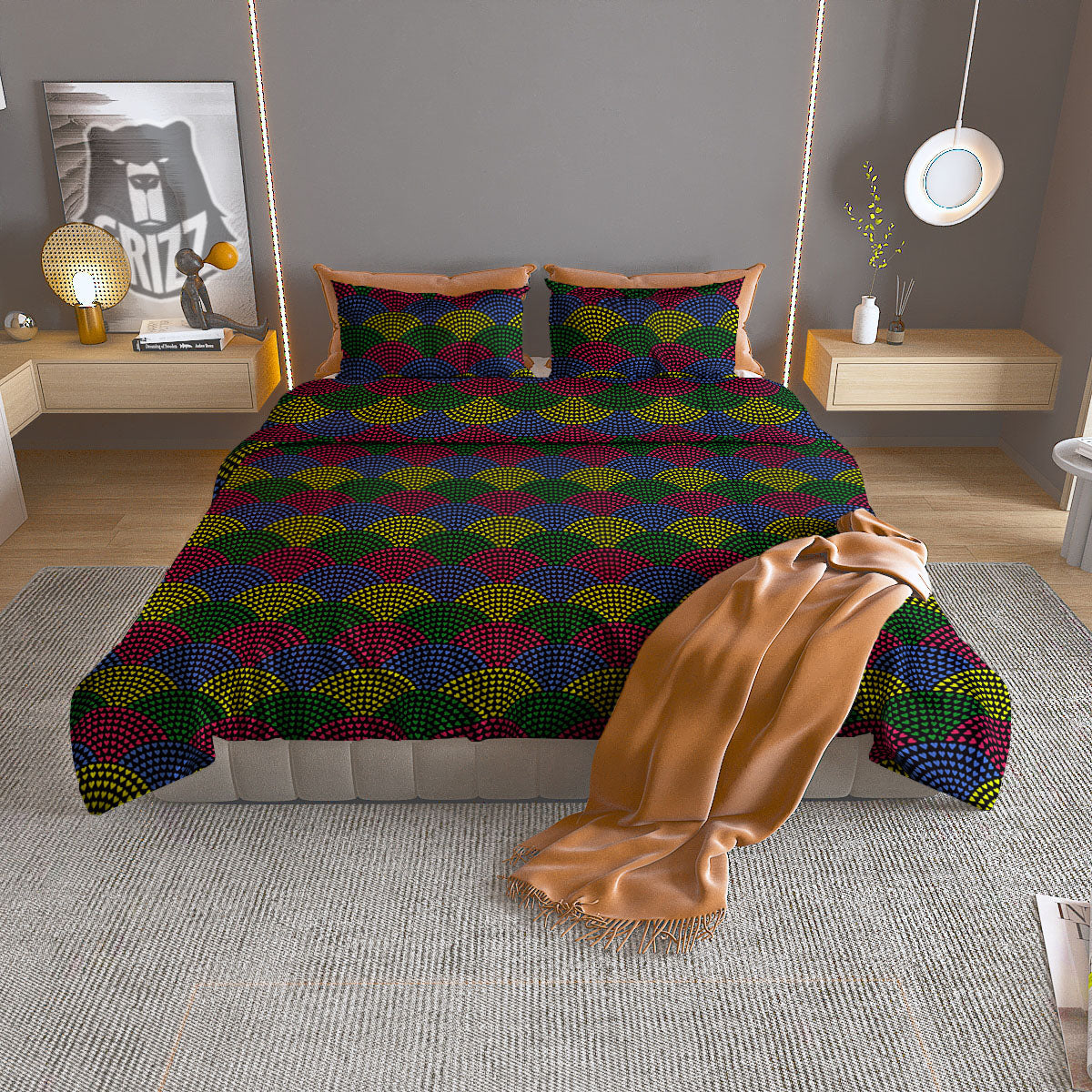 Gold Chinese Dragon Print Pattern Duvet Cover Bedding Set