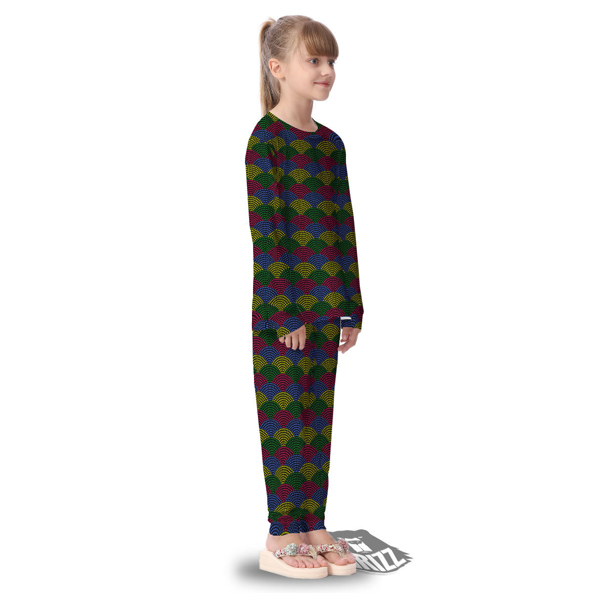 Heart Wave Colorful Print Pattern Kid's Pajamas-grizzshop