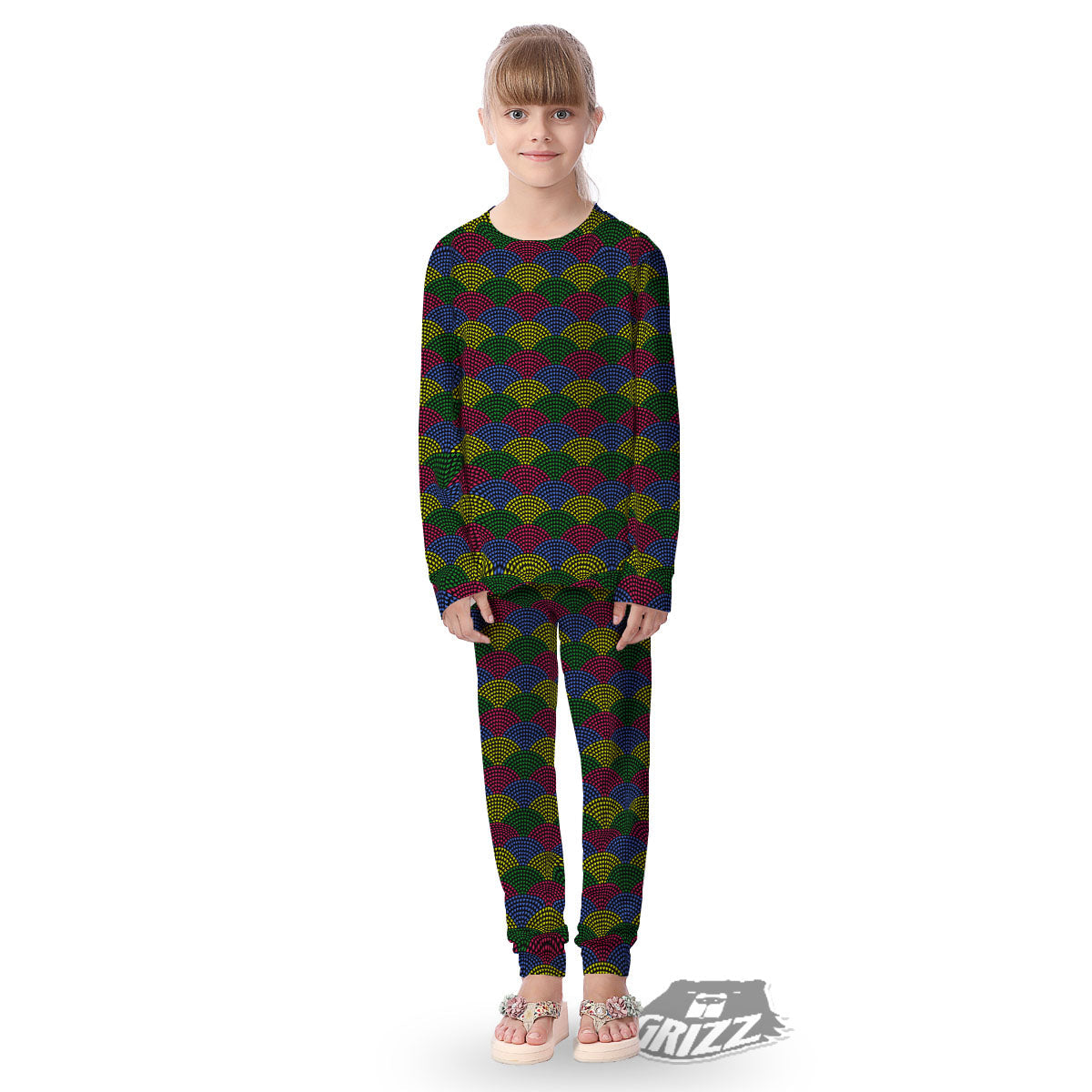 Heart Wave Colorful Print Pattern Kid's Pajamas-grizzshop