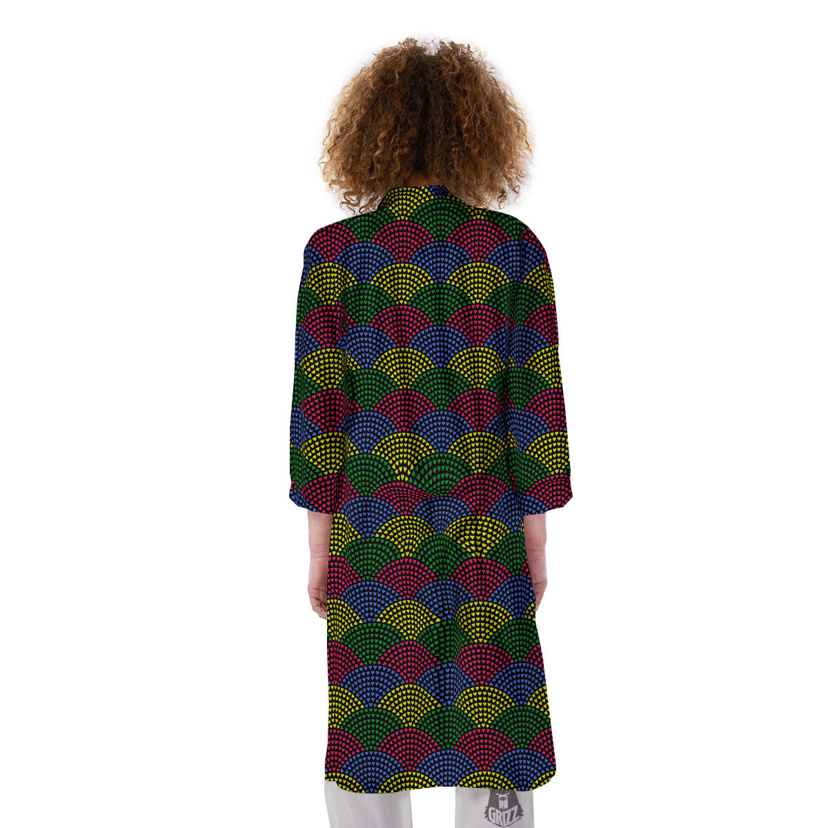 Heart Wave Colorful Print Pattern Kimono-grizzshop