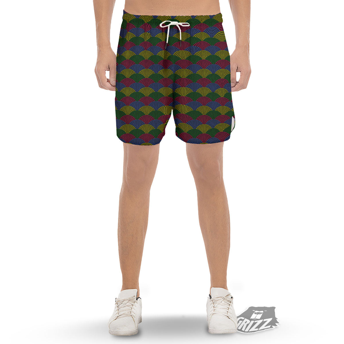 Heart Wave Colorful Print Pattern Men's Gym Shorts-grizzshop