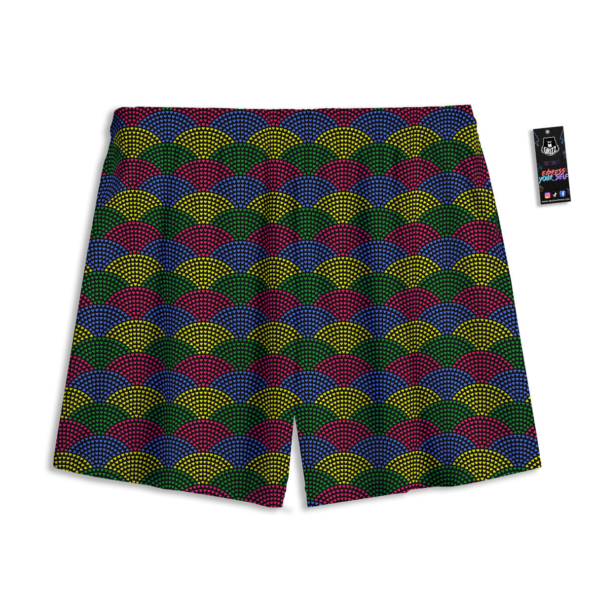 Gold Chinese Dragon Print Pattern Mesh Shorts