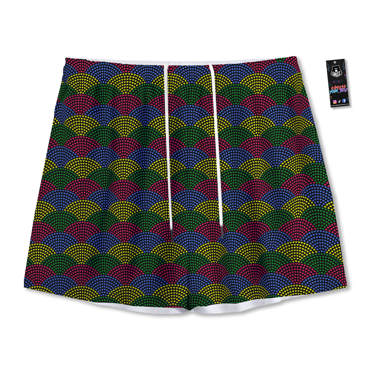 Gold Chinese Dragon Print Pattern Mesh Shorts