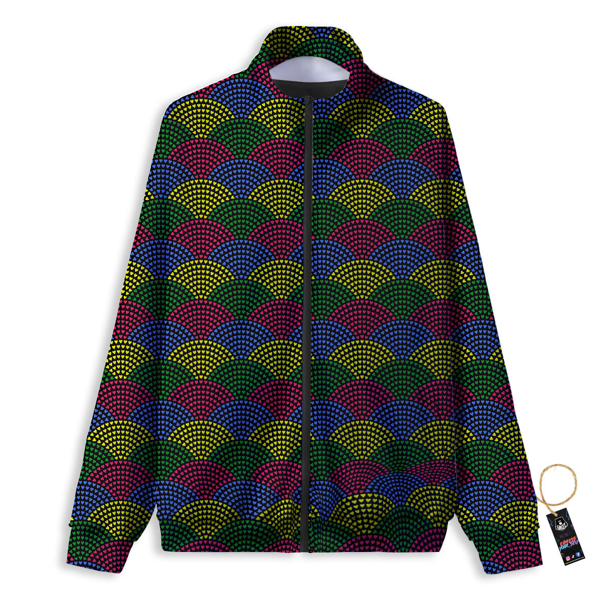 Heart Wave Colorful Print Pattern Track Jacket-grizzshop