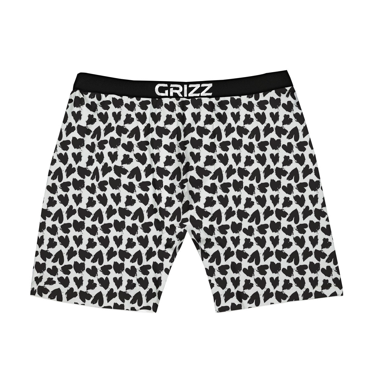 Heart White And Black Print Pattern Boxer Briefs-grizzshop