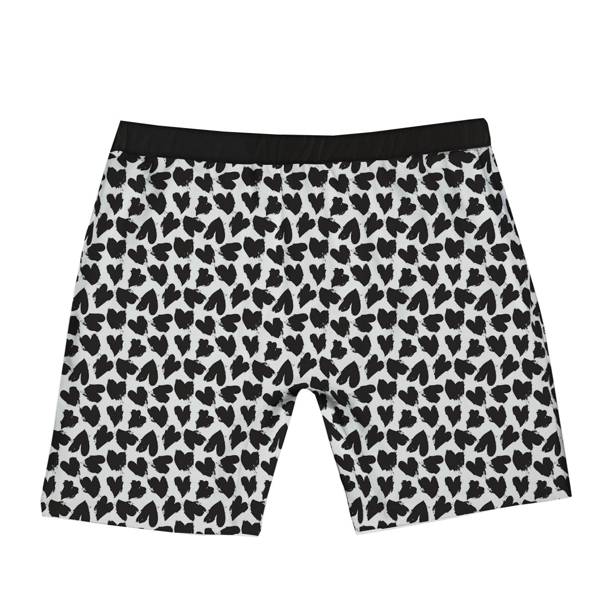 Heart White And Black Print Pattern Boxer Briefs-grizzshop