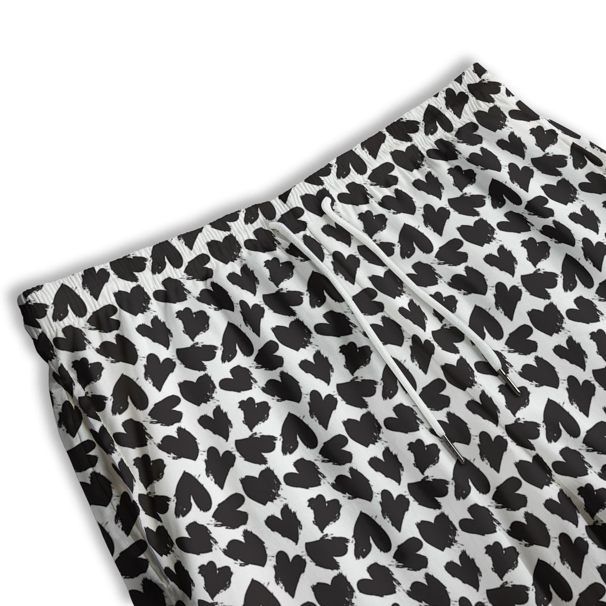 Heart White And Black Print Pattern Men's Athletic Shorts