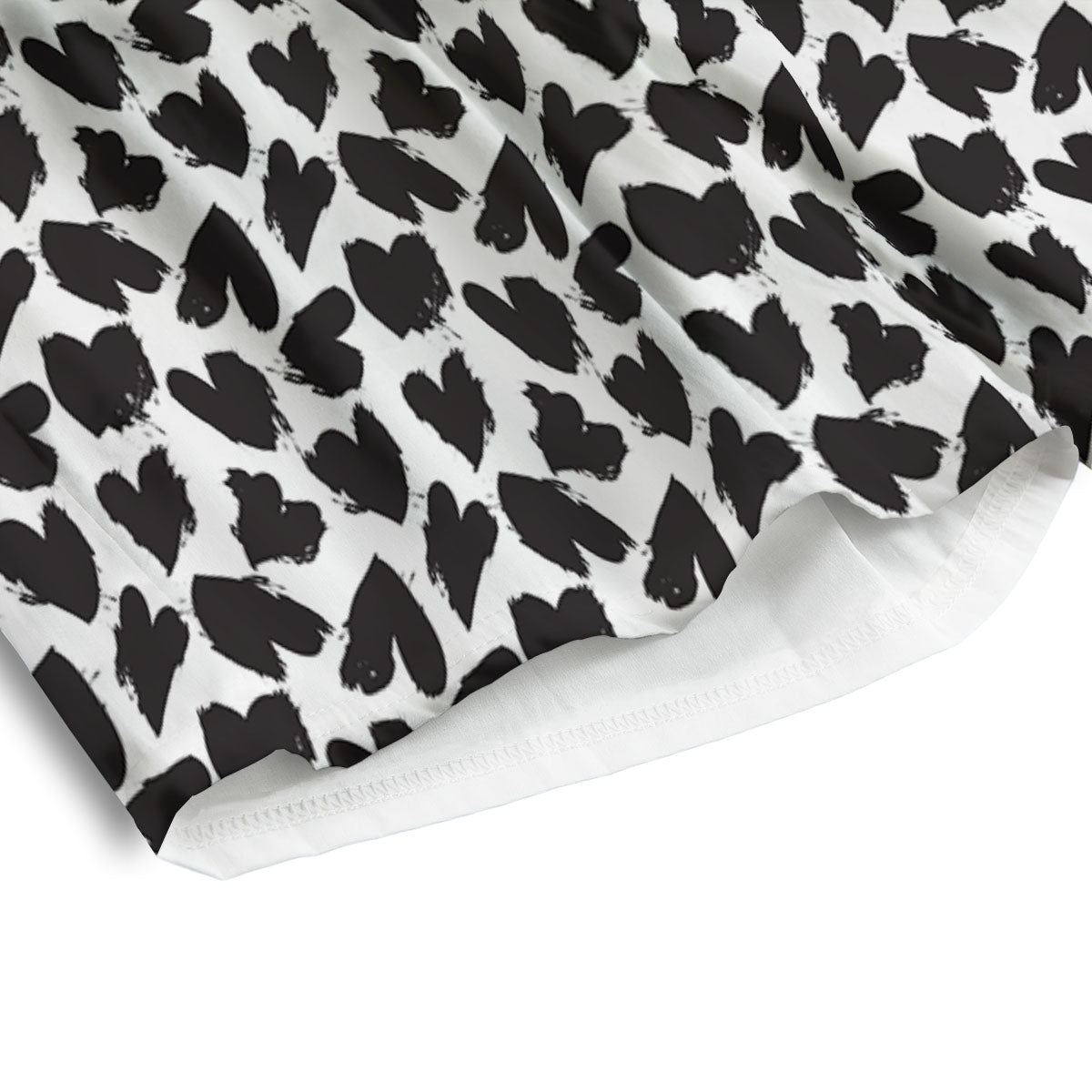 Heart White And Black Print Pattern Men's Athletic Shorts
