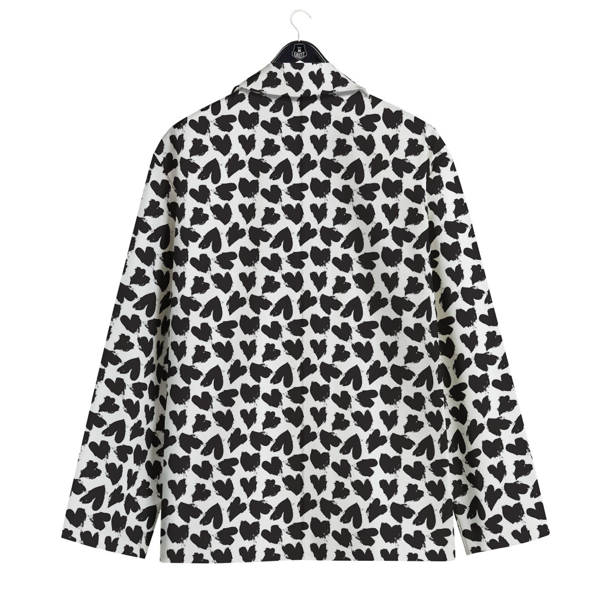 Heart White And Black Print Pattern Men's Sport Coat-grizzshop