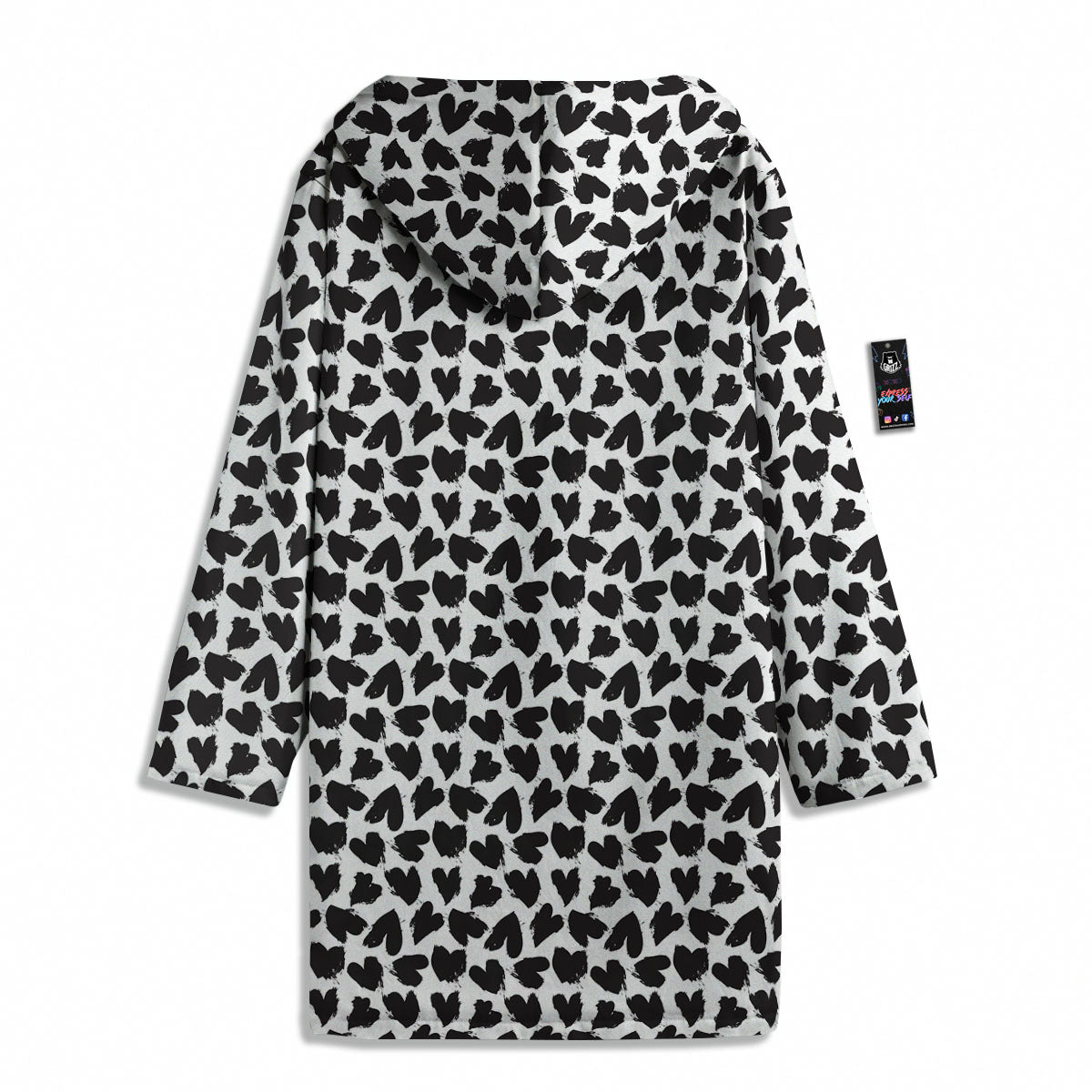 Heart White And Black Print Pattern Men's Windbreaker Jacket-grizzshop