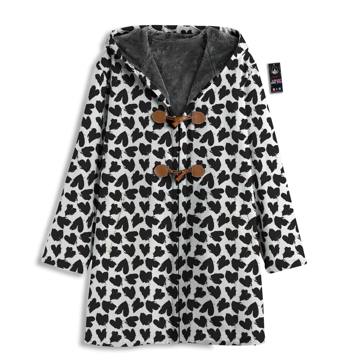 Heart White And Black Print Pattern Men's Windbreaker Jacket-grizzshop