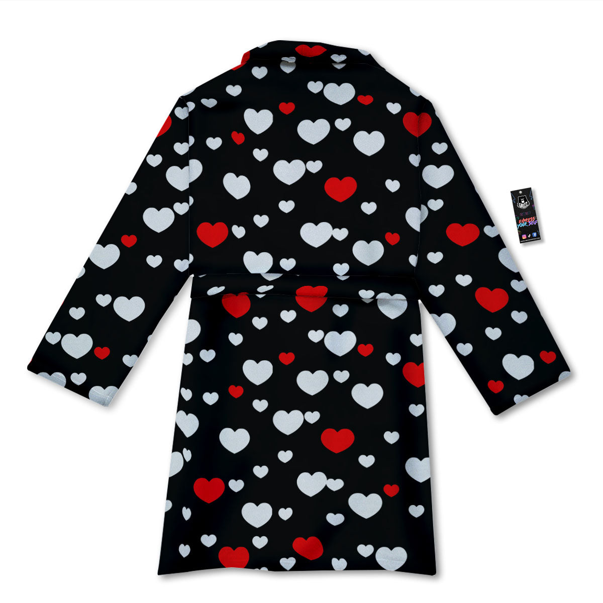 Heart White And Red Print Pattern Bathrobe-grizzshop
