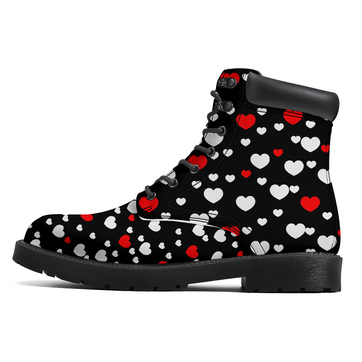 Heart White And Red Print Pattern Boots-grizzshop