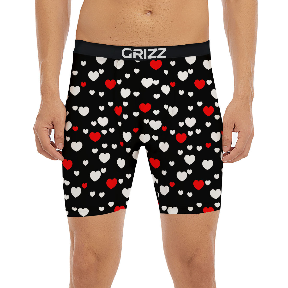 Heart White And Red Print Pattern Boxer Briefs-grizzshop