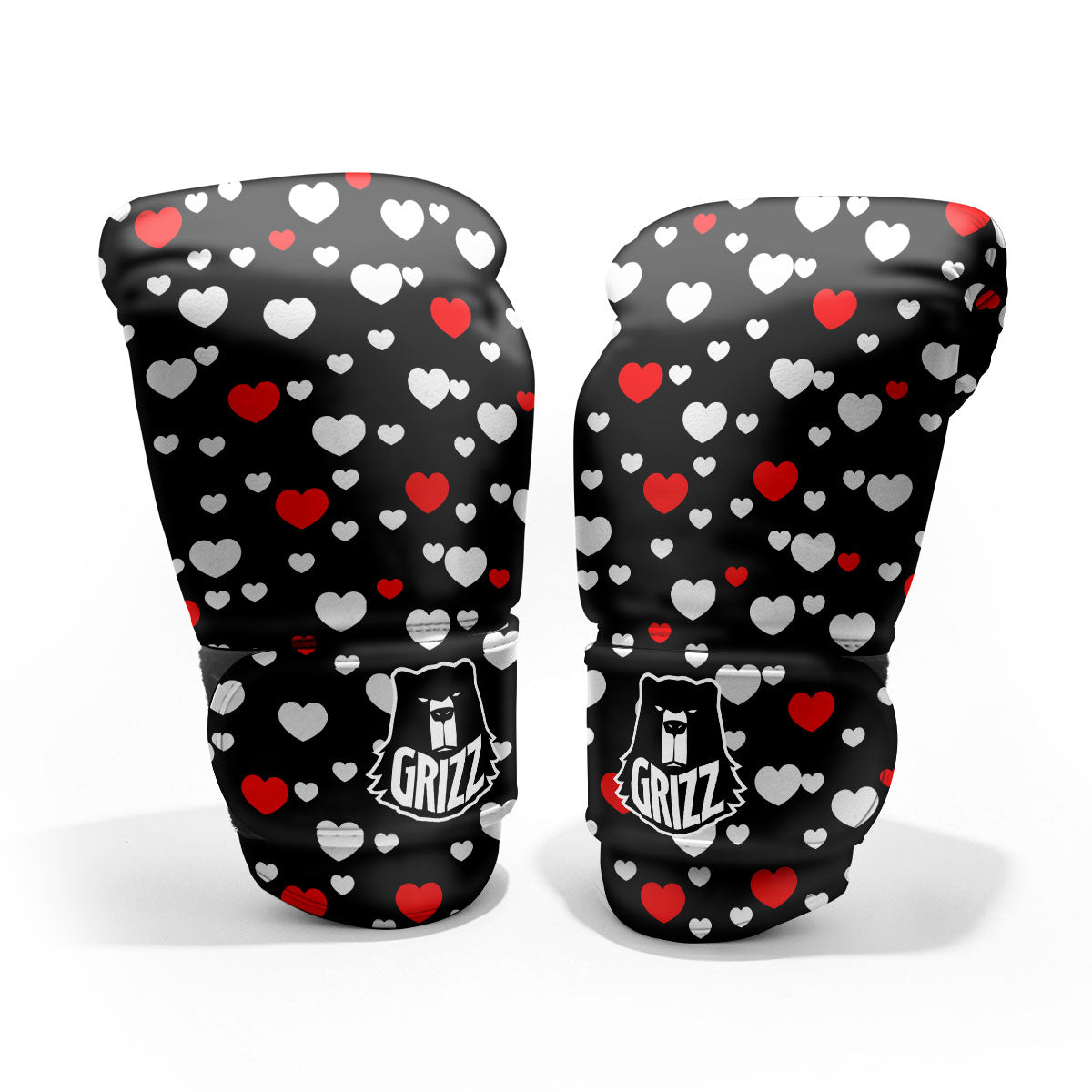 Heart White And Red Print Pattern Pro Boxing Glove