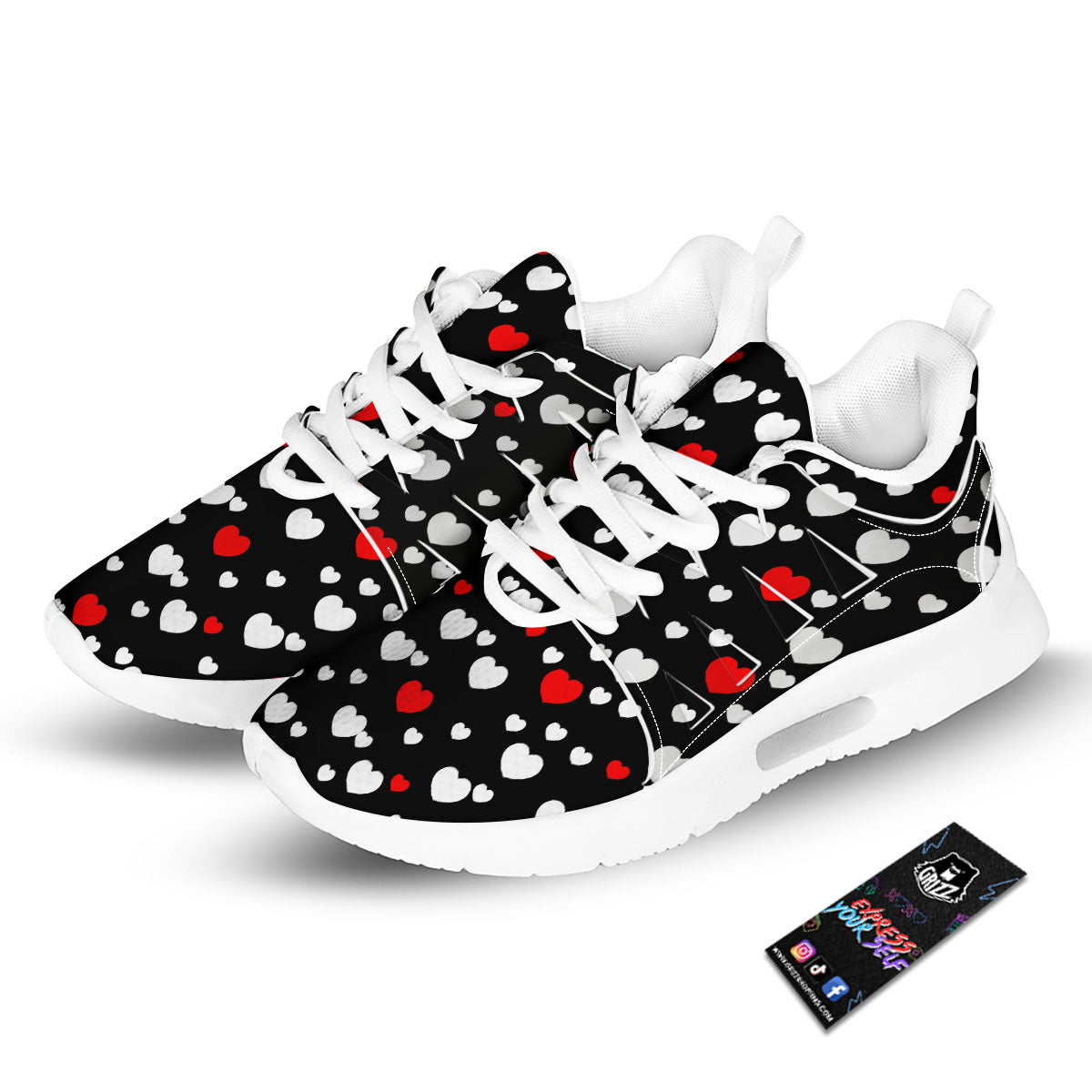 Heart White And Red Print Pattern Tennis Shoes-grizzshop