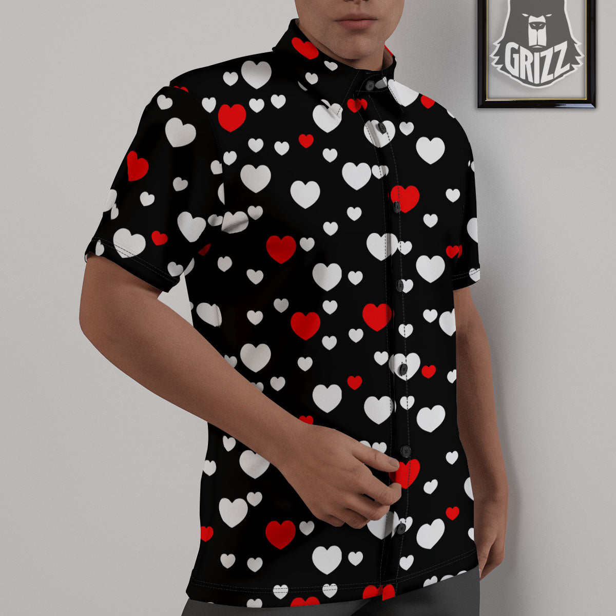 Heart White And Red Print Pattern Untucked Shirts-grizzshop