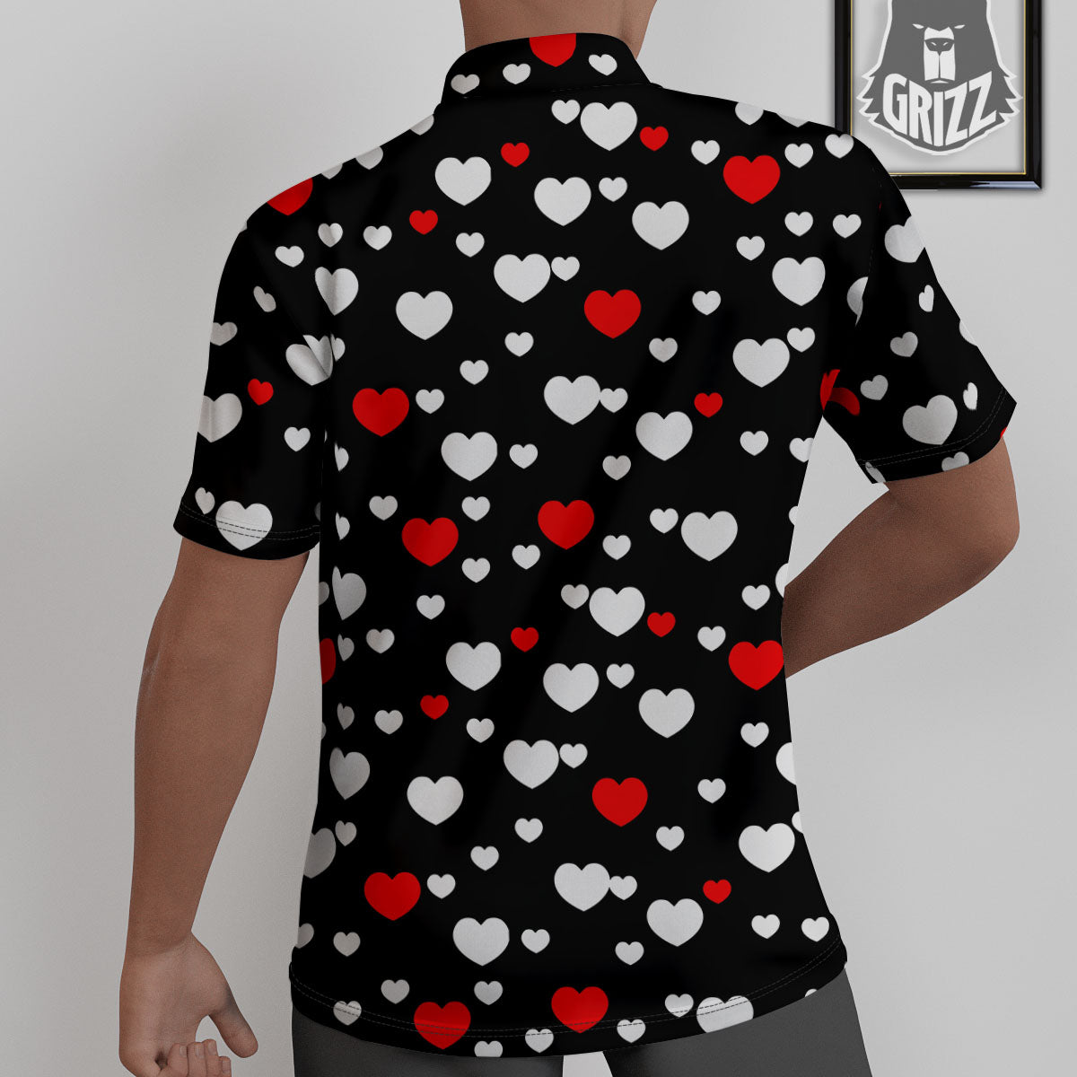 Heart White And Red Print Pattern Untucked Shirts-grizzshop