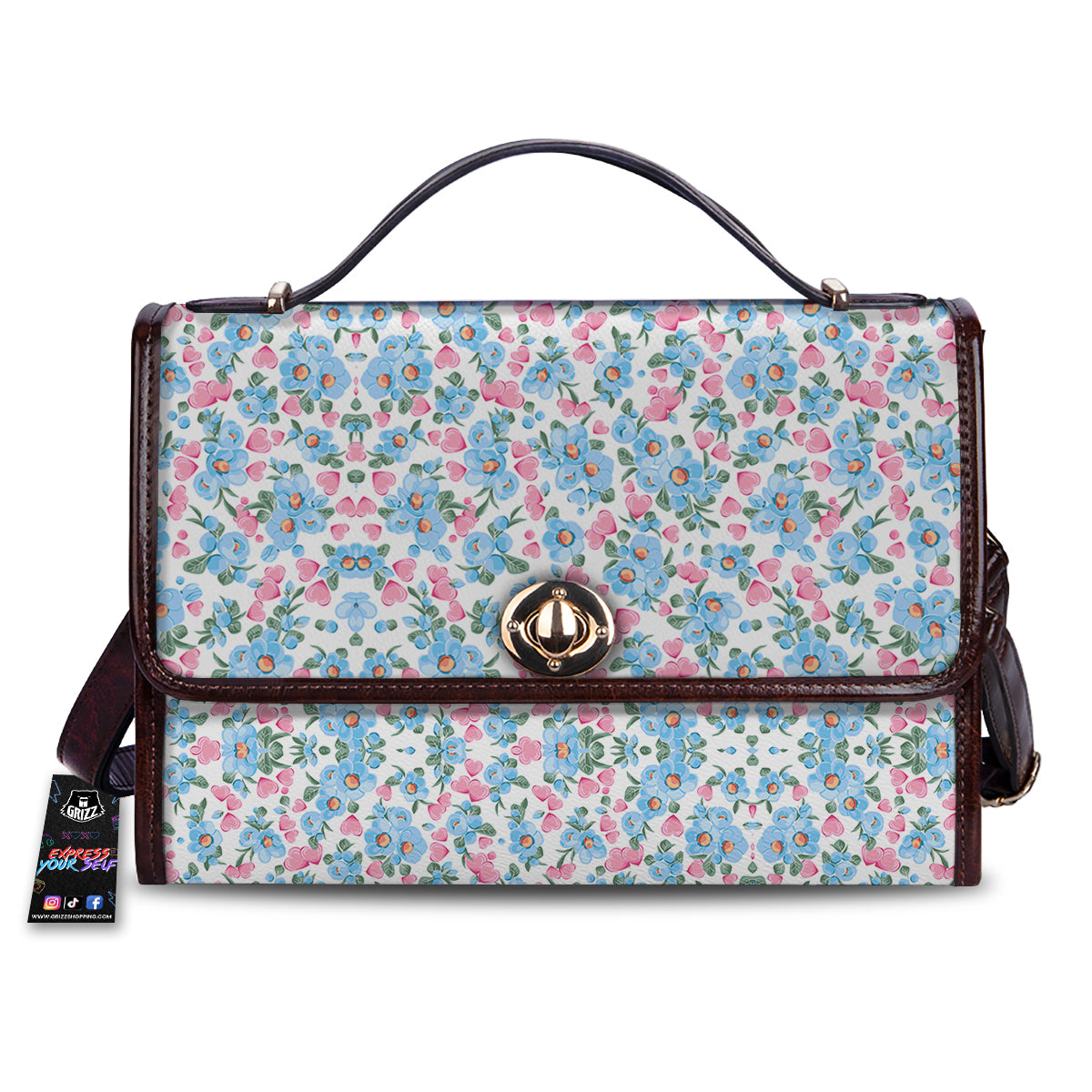 Heart And Flower Valentine's Day Print Pattern Women's Satchel Bag