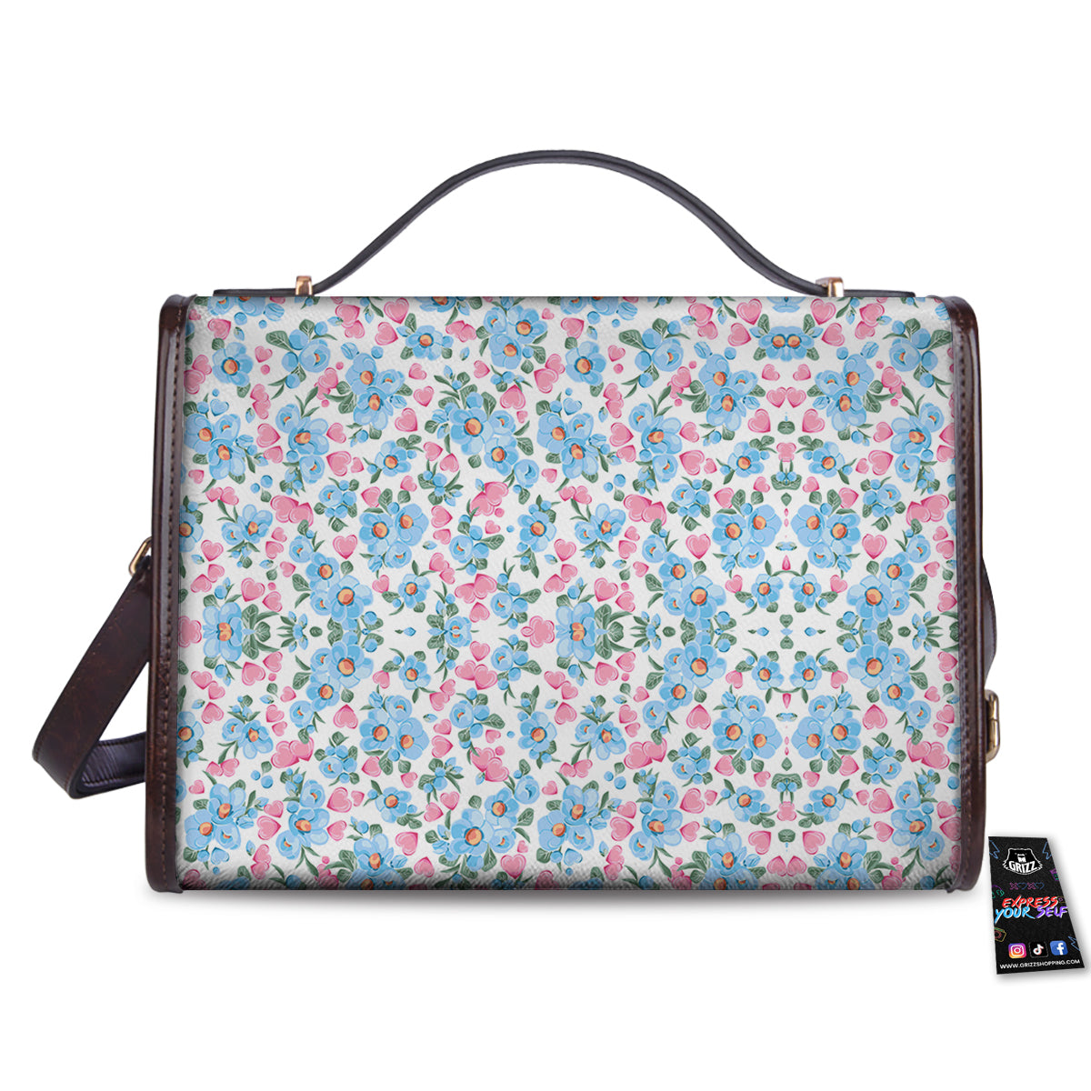 Heart And Flower Valentine's Day Print Pattern Women's Satchel Bag