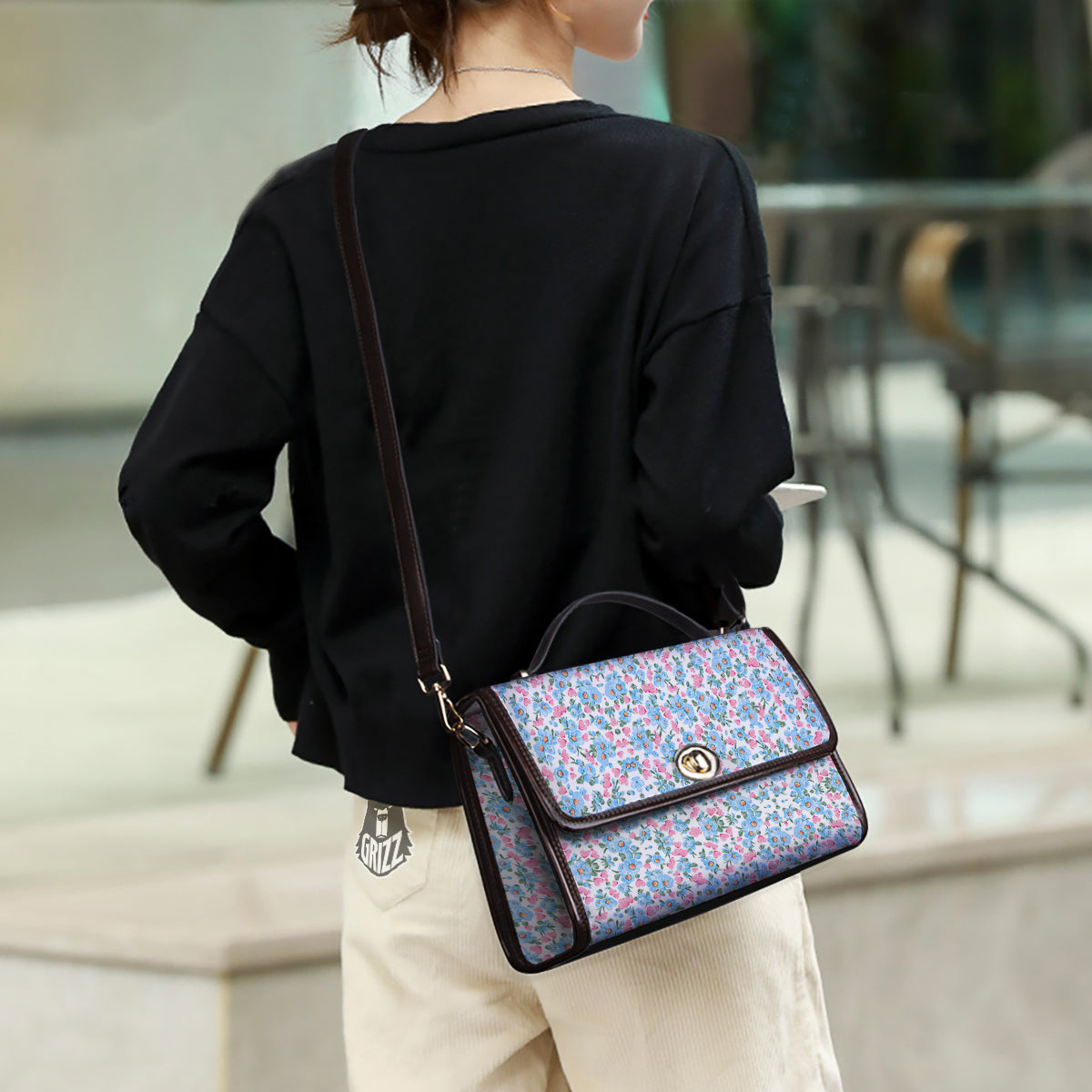 Heart And Flower Valentine's Day Print Pattern Women's Satchel Bag
