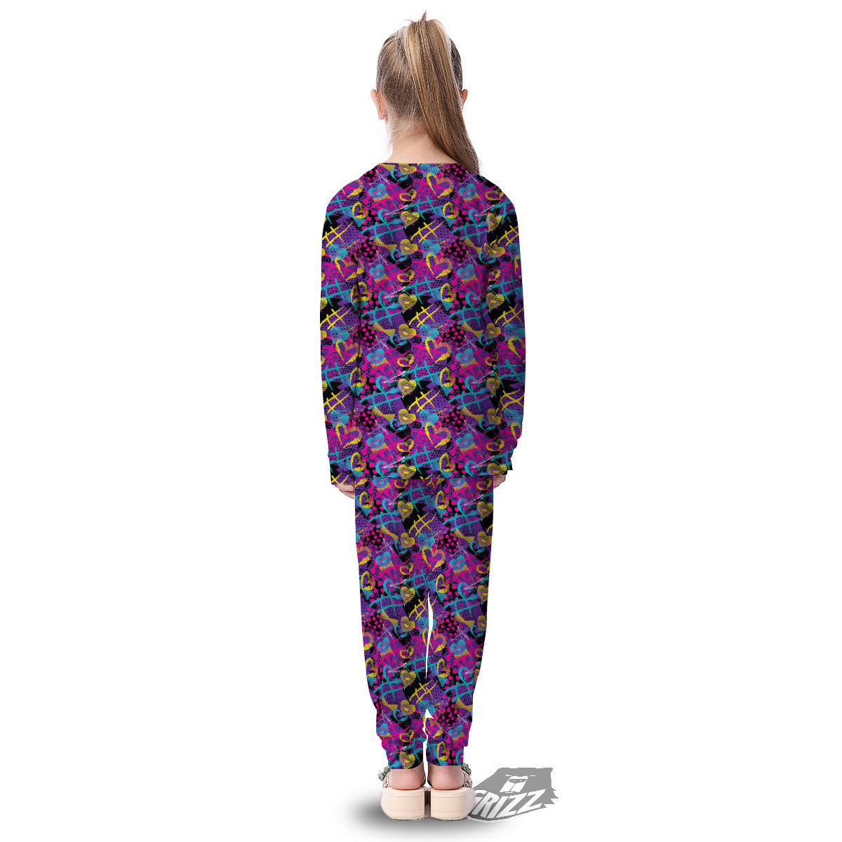 Heart Graffiti Print Pattern Kid's Pajamas-grizzshop