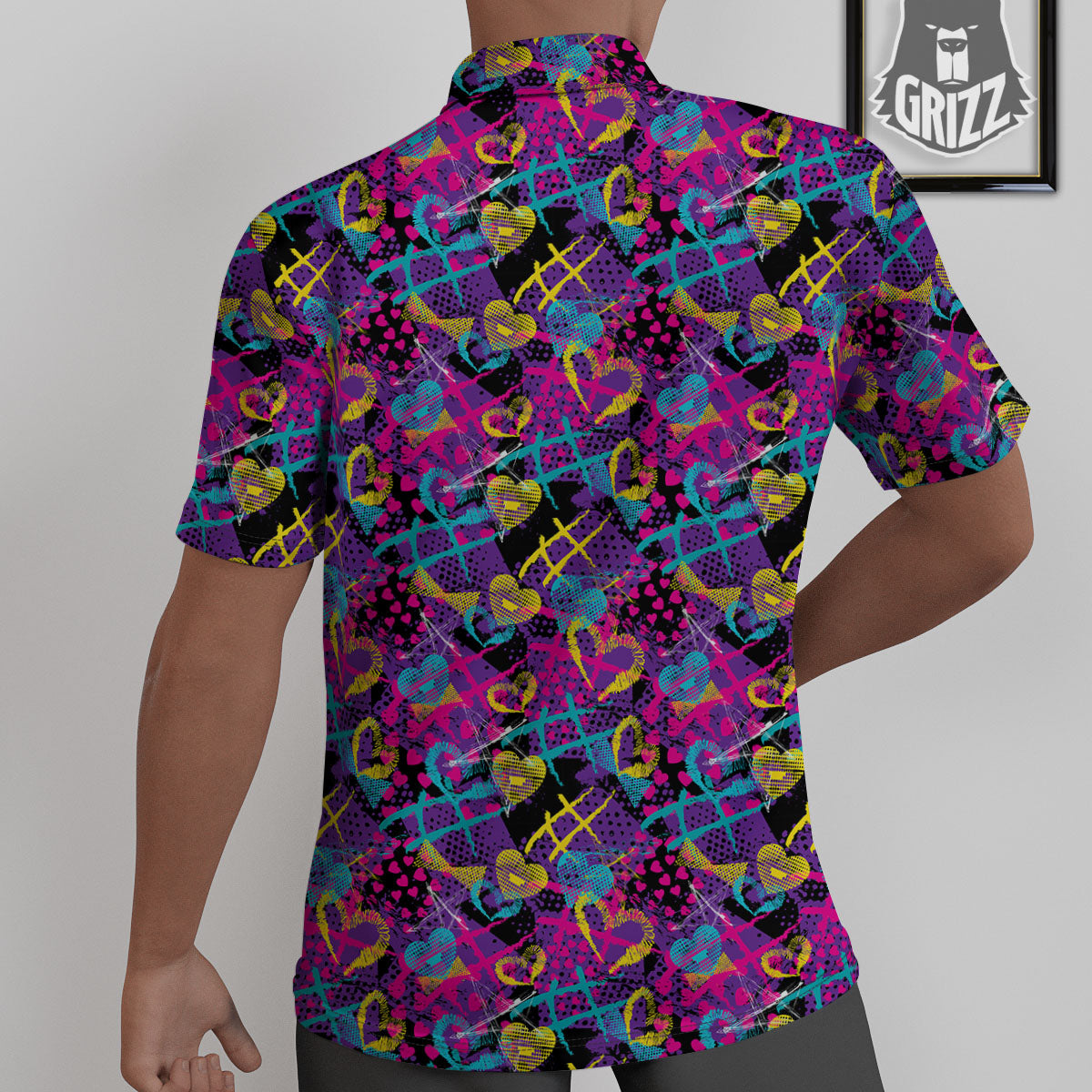 Heart Graffiti Print Pattern Untucked Shirts-grizzshop