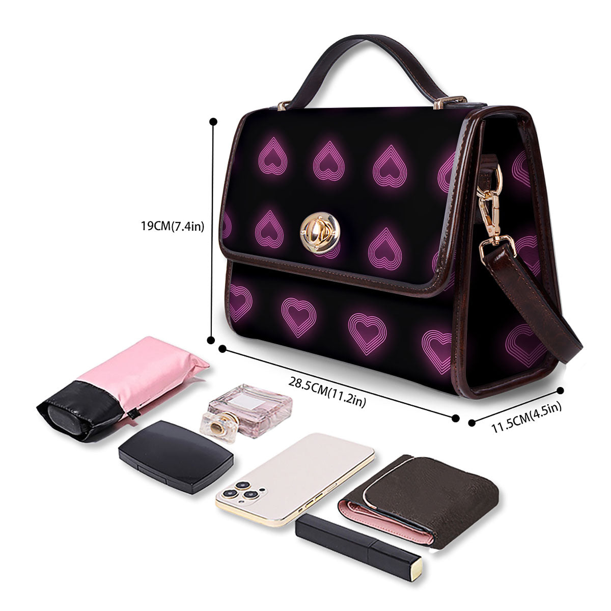 Heart Lights Print Pattern Women's Satchel Bag