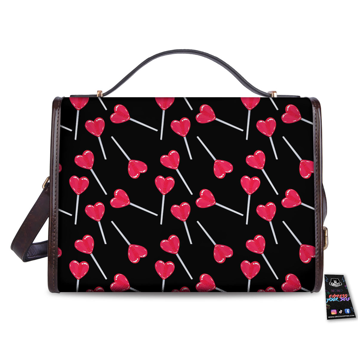 Heart Pink Lollipop Print Pattern Women's Satchel Bag
