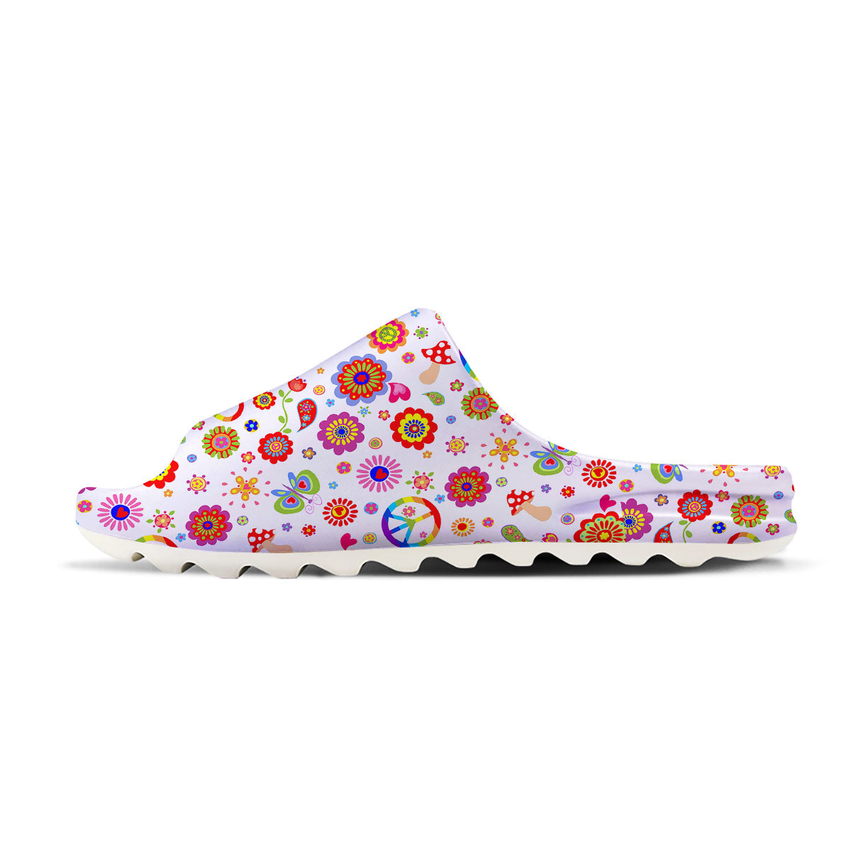 Heart Psychedelic Peace Sign Print Pattern Sandals-grizzshop