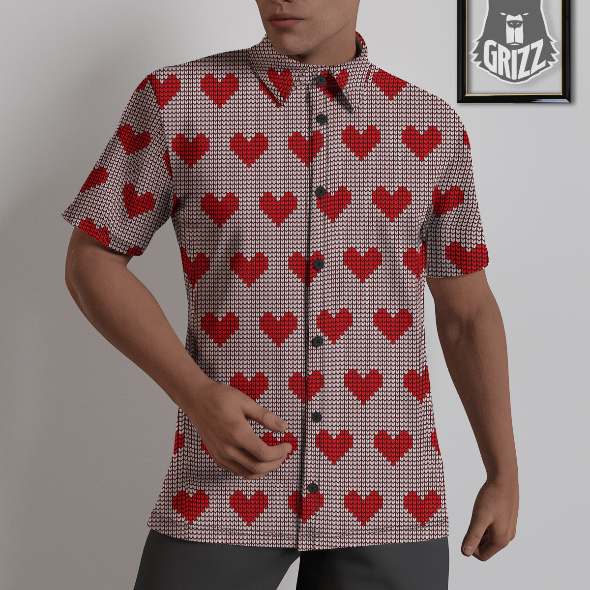 Heart Valentine's Day Print Pattern Untucked Shirts-grizzshop