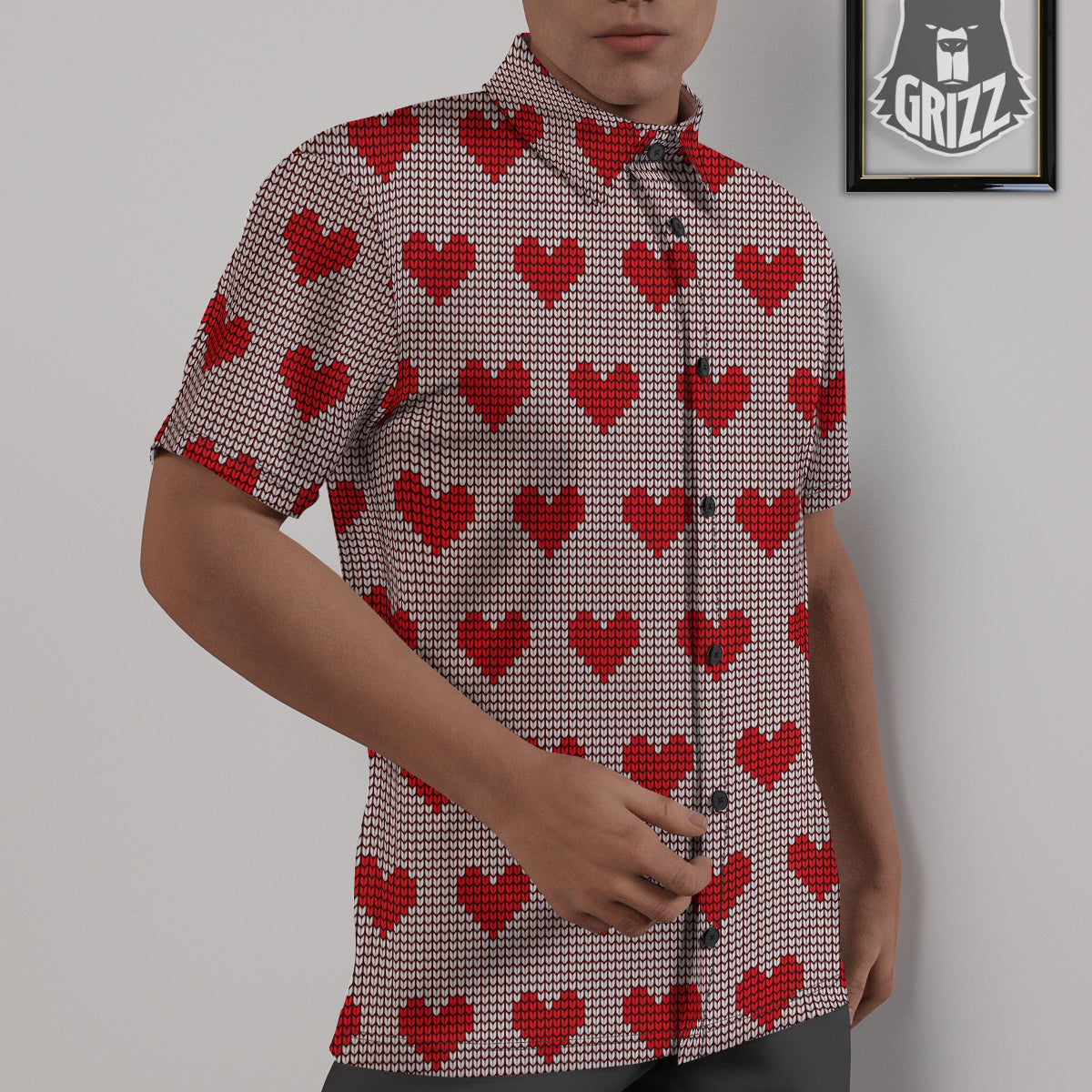 Heart Valentine's Day Print Pattern Untucked Shirts-grizzshop