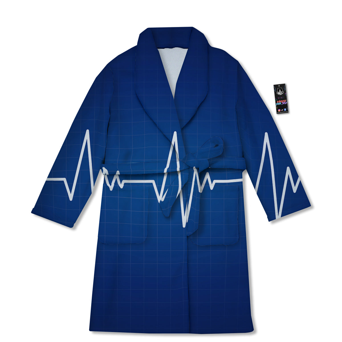 Heartbeat Blue Print Bathrobe-grizzshop