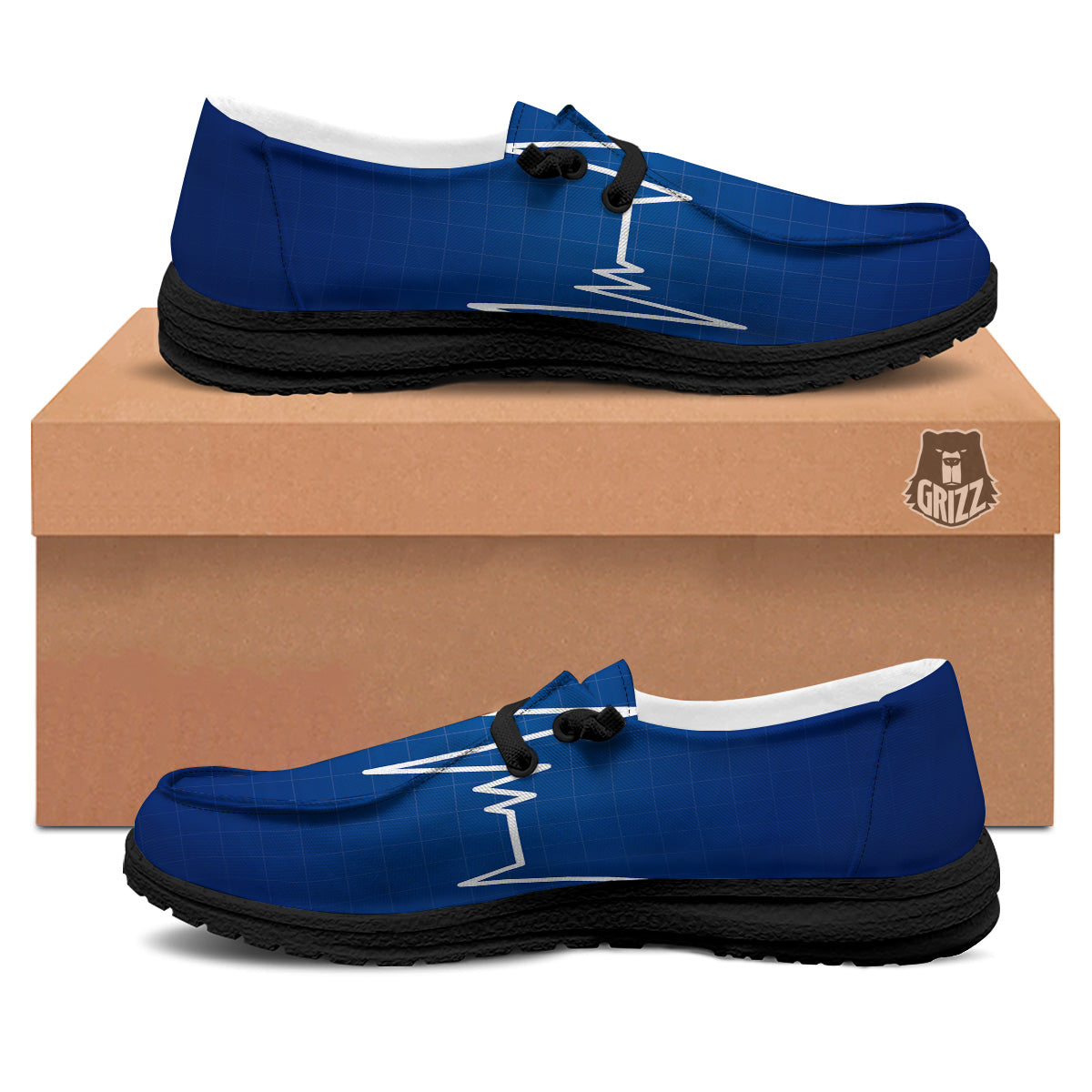 Heartbeat Blue Print Black Loafers-grizzshop