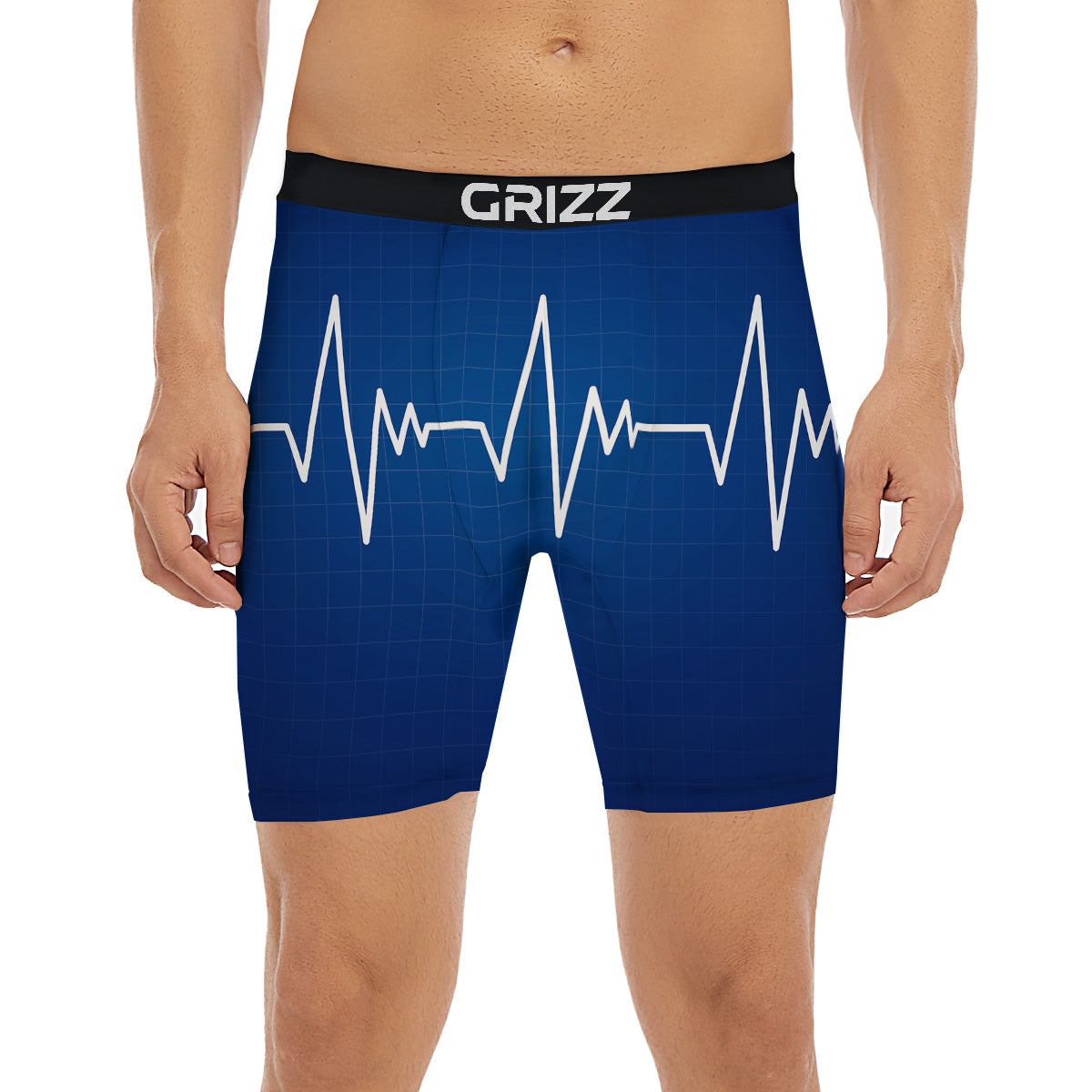 Heartbeat Blue Print Boxer Briefs-grizzshop