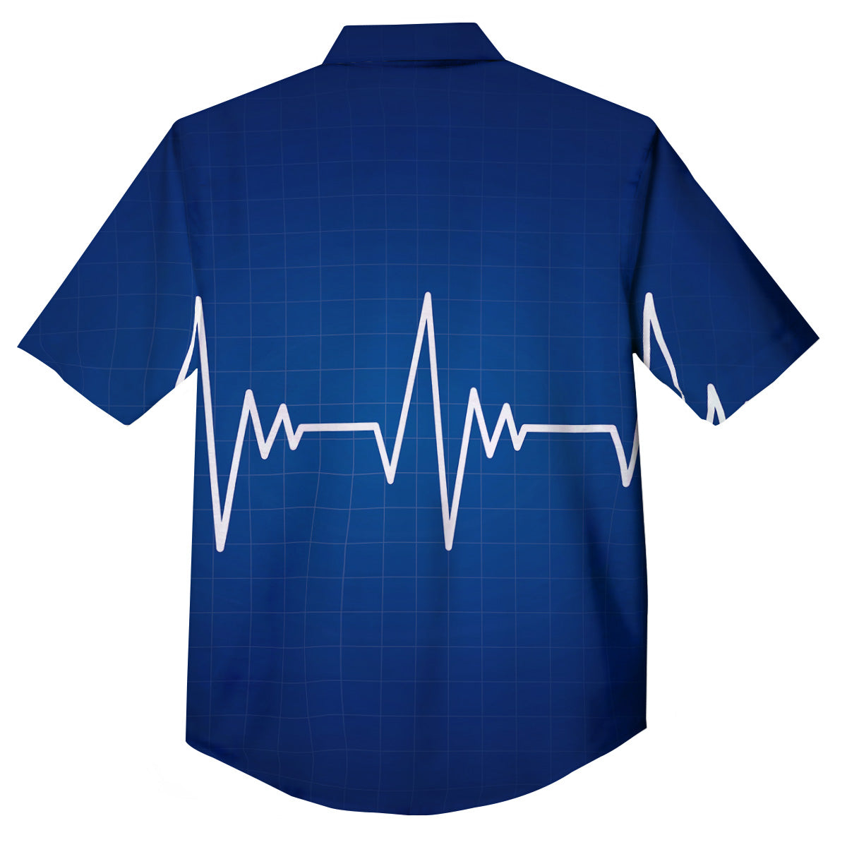 Heartbeat Blue Print Button Up Shirt-grizzshop