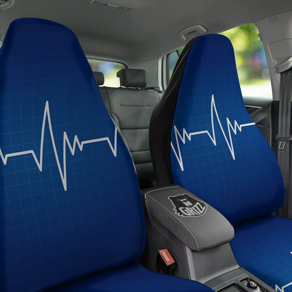 Heartbeat Blue Print Car Seat Covers-grizzshop