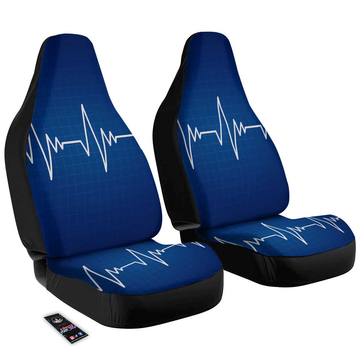 Heartbeat Blue Print Car Seat Covers-grizzshop