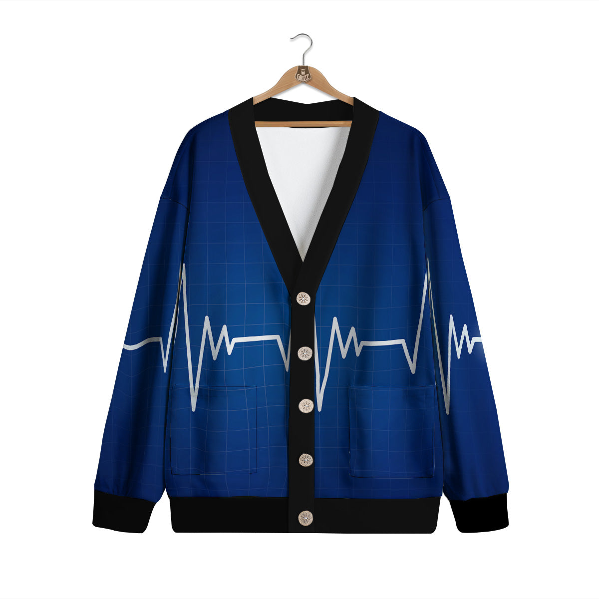 Heartbeat Blue Print Cardigan-grizzshop
