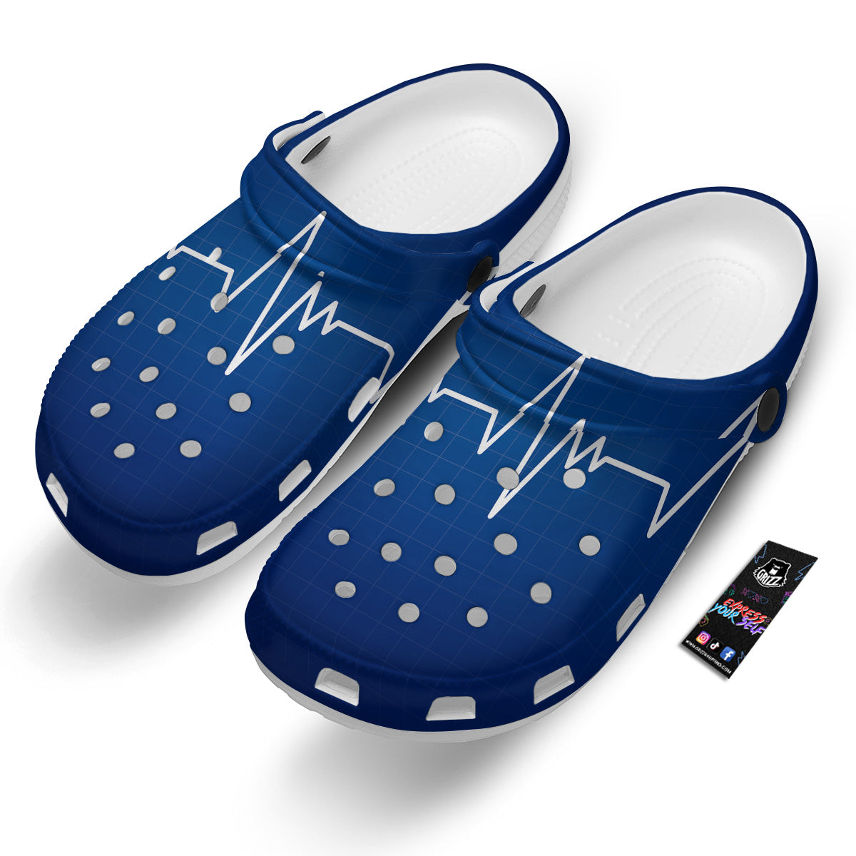 Heartbeat Blue Print Clog-grizzshop