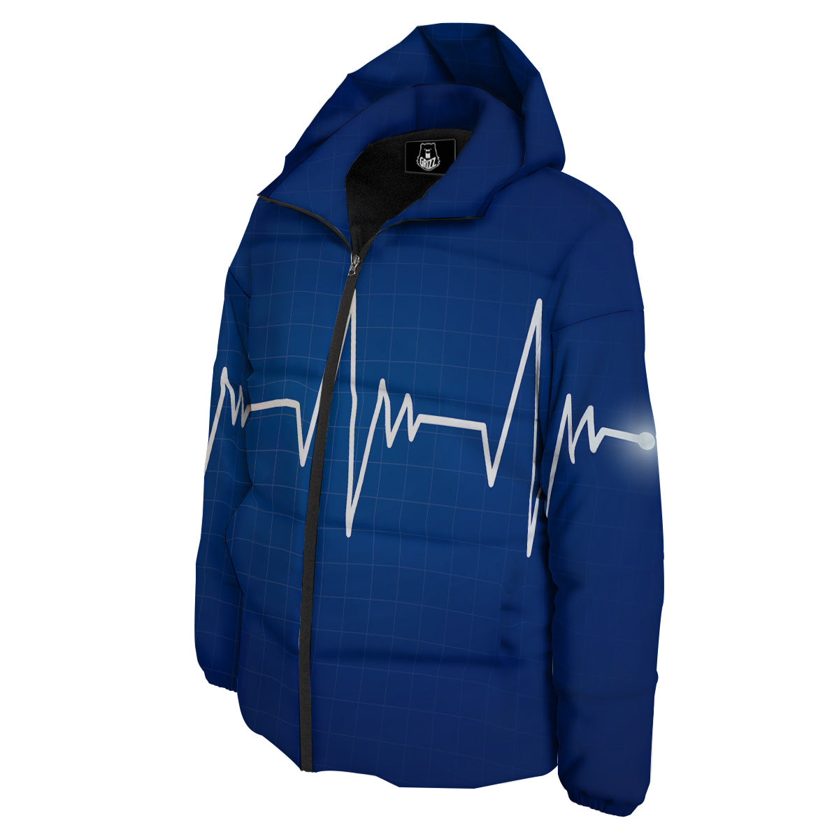 Heartbeat Blue Print Down Jacket-grizzshop